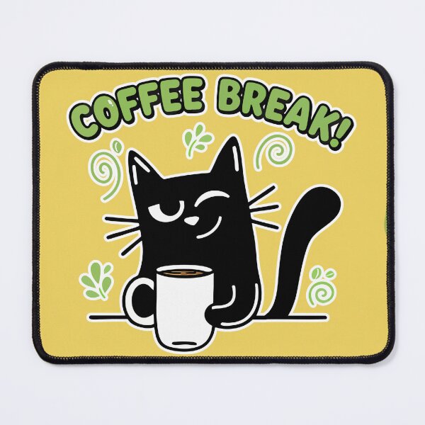 Item preview, Coffee Break Black Cat Cartoon designed and sold by Taridesign.