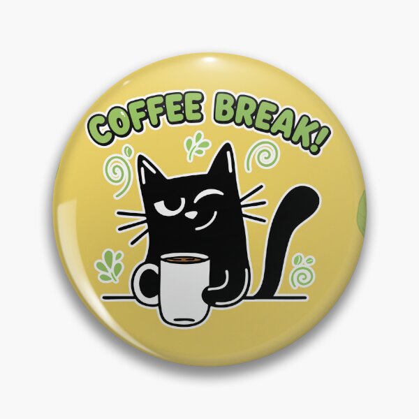 Item preview, Coffee Break Black Cat Cartoon designed and sold by Taridesign.