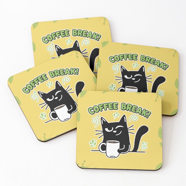 Item preview, Coffee Break Black Cat Cartoon designed and sold by Taridesign.