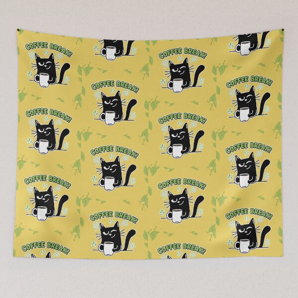 Item preview, Coffee Break Black Cat Cartoon designed and sold by Taridesign.