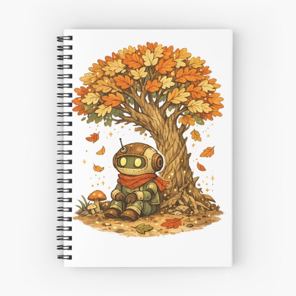 Item preview, Cute Autumn Robot Under Tree Cozy Whimsical Art Design designed and sold by inkoutninja.