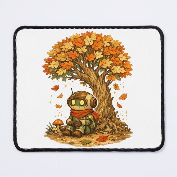 Item preview, Cute Autumn Robot Under Tree Cozy Whimsical Art Design designed and sold by inkoutninja.