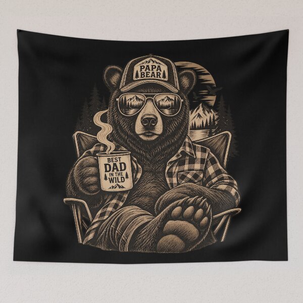 Item preview, Papa Bear Best Dad In The Wild – Vintage Camping Bear designed and sold by BURRITO-Blog.