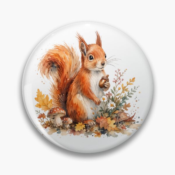 Item preview, Cute Autumn Squirrel Acorn Woodland Watercolor Cottagecore Art Design designed and sold by inkoutninja.