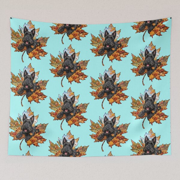 Item preview, Fall Scottish Terrier Dog Playing In Autumn Leaves designed and sold by Lion and Lamb Design.