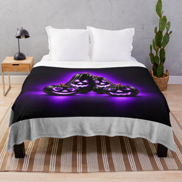 Item preview, Black Halloween Pumpkins with Purple Neon Glow designed and sold by DansCreations42.