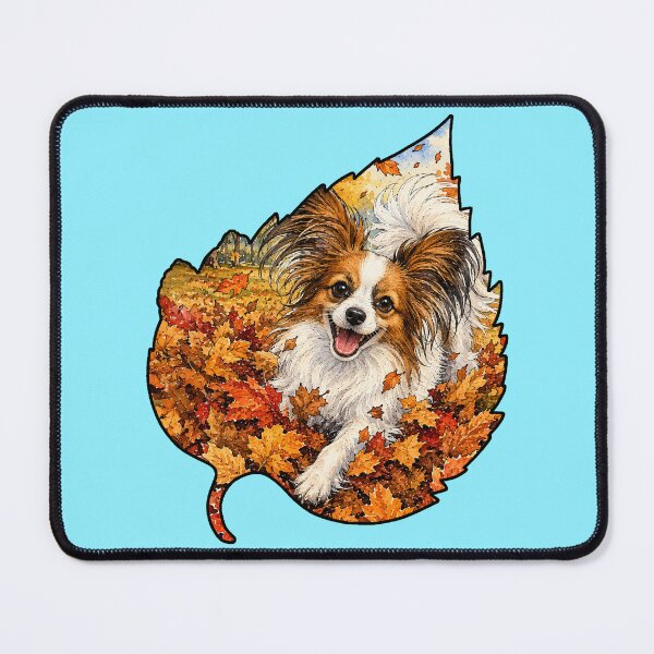 Item preview, Fall Papillon Dog Playing In Autumn Leaves designed and sold by Lion and Lamb Design.