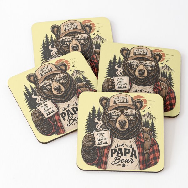 Item preview, Papa Bear Dad Mode – Vintage Outdoor Camping & Coffee Adventure designed and sold by BURRITO-Blog.