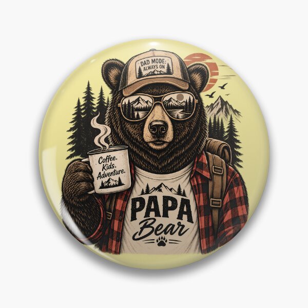 Item preview, Papa Bear Dad Mode – Vintage Outdoor Camping & Coffee Adventure designed and sold by BURRITO-Blog.