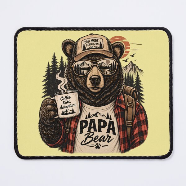 Item preview, Papa Bear Dad Mode – Vintage Outdoor Camping & Coffee Adventure designed and sold by BURRITO-Blog.