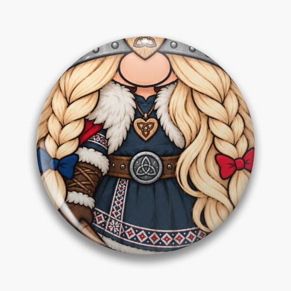 Item preview, Norweigian / Danish Gnome Girl with Helmet, Ax, Triquetra designed and sold by hjepsen.