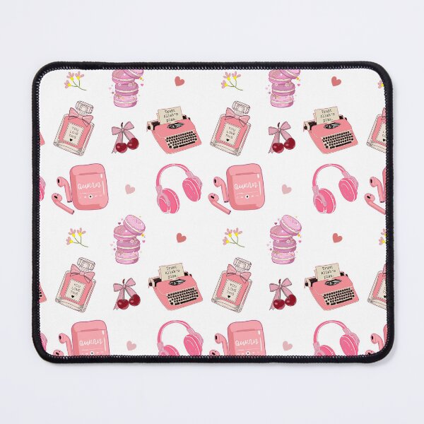 Item preview, Cute Pink Aesthetic Sticker and pattern Sheet Set – Macarons, Headphones & Vintage Typewriter designed and sold by Manyart13031992.