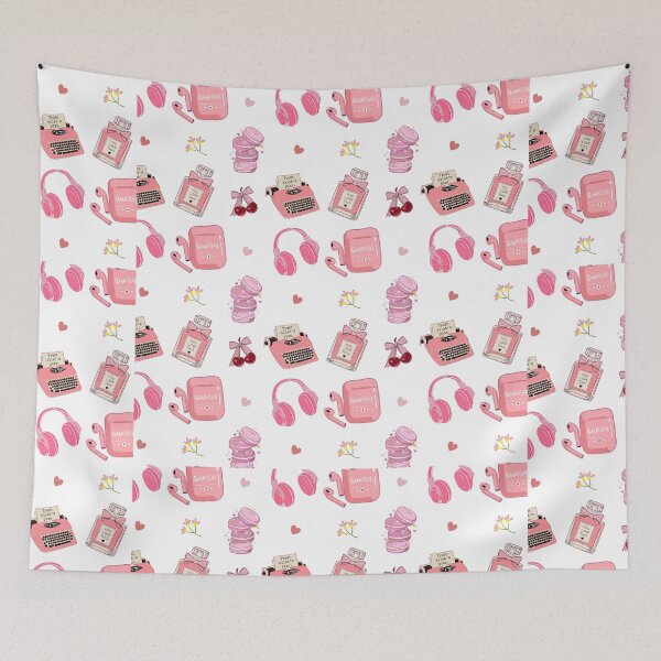 Item preview, Cute Pink Aesthetic Sticker  and pattern Sheet Set – Macarons, Headphones & Vintage Typewriter   designed and sold by Manyart13031992.