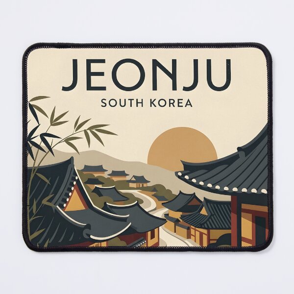 Item preview, Jeonju South Korea Vintage Travel Poster - Hanok Village Art Print designed and sold by DuckOddity.
