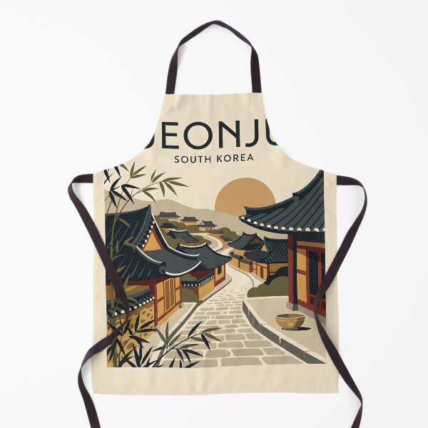 Item preview, Jeonju South Korea Vintage Travel Poster - Hanok Village Art Print designed and sold by DuckOddity.