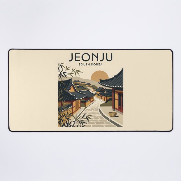 Item preview, Jeonju South Korea Vintage Travel Poster - Hanok Village Art Print designed and sold by DuckOddity.
