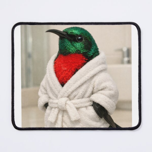 Item preview, Scarlet-Chested Sunbird Bathrobe designed and sold by Sillytoe.