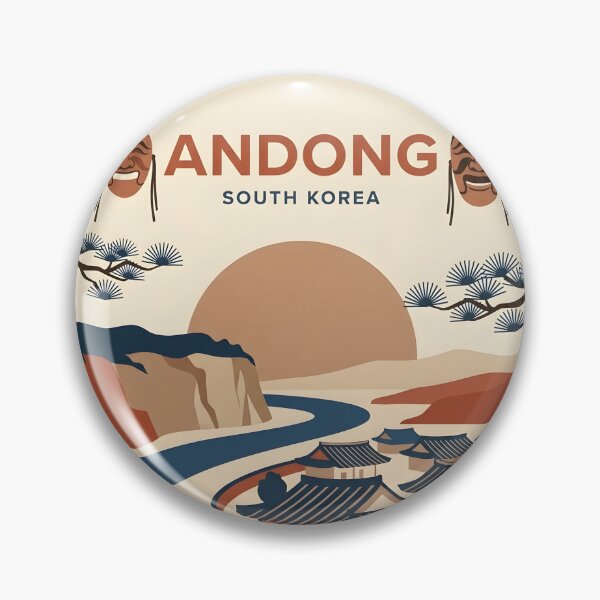 Item preview, Andong South Korea Vintage Travel Poster - Hahoe Village Art Print designed and sold by DuckOddity.