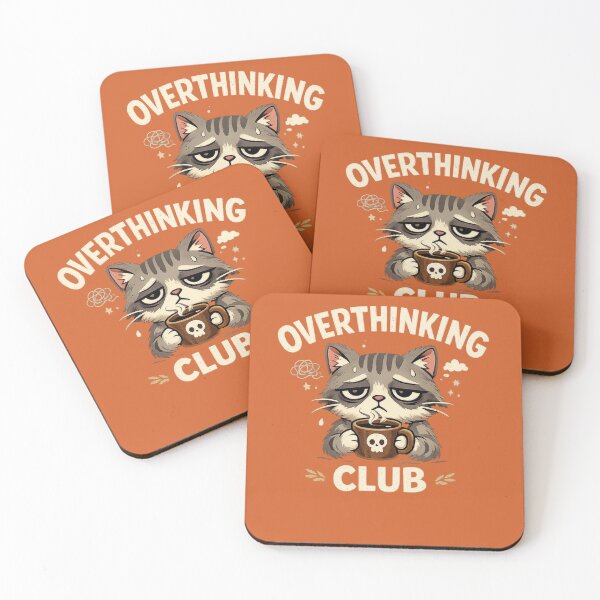 Item preview,   Tired Cat Humor - Overthinking Coffee Club designed and sold by Dew Drop Designs.