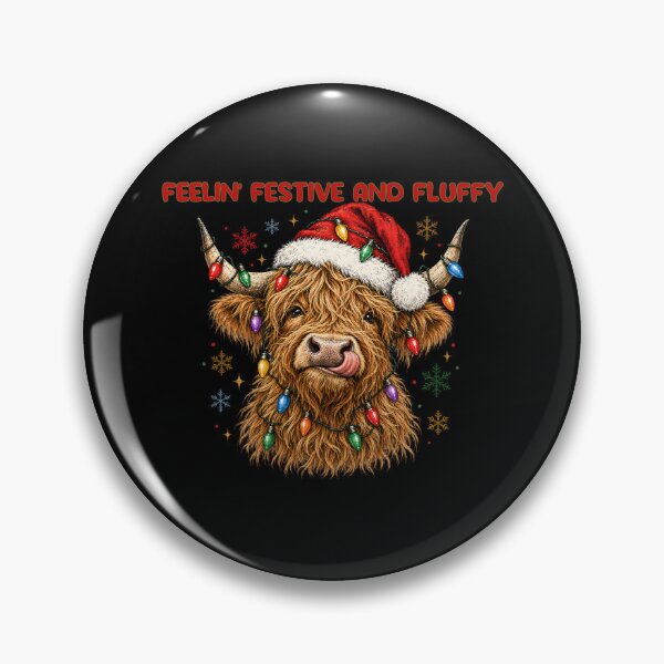 Item preview, Feelin' Festive & Fluffy - Christmas Highland Cow with Holiday Lights designed and sold by DAM Creative ⭐⭐⭐⭐⭐.