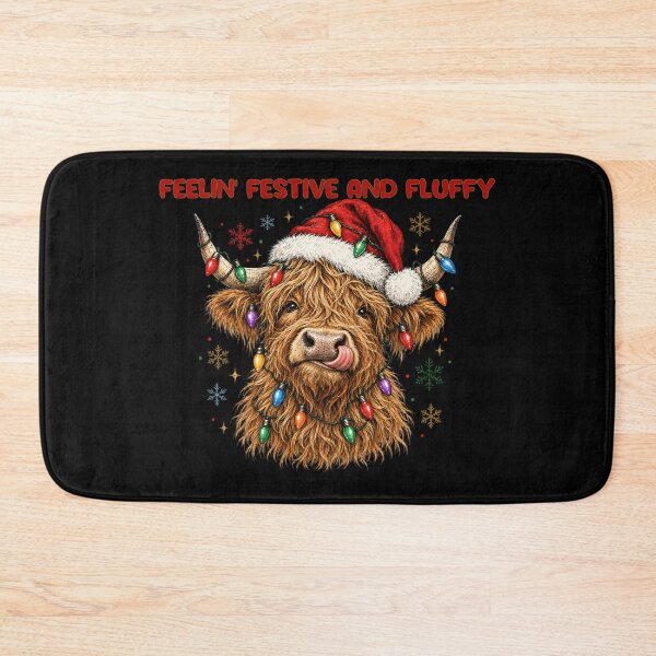Item preview, Feelin' Festive & Fluffy - Christmas Highland Cow with Holiday Lights designed and sold by DAM Creative ⭐⭐⭐⭐⭐.
