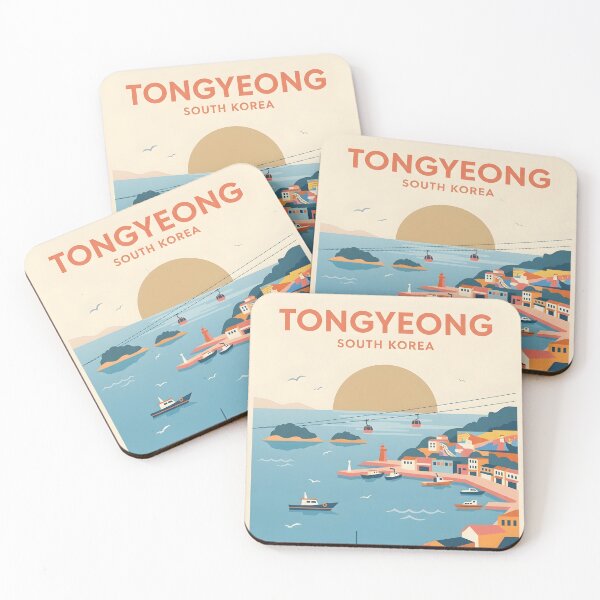 Item preview, Tongyeong South Korea Vintage Travel Poster - Coastal Art Print designed and sold by DuckOddity.