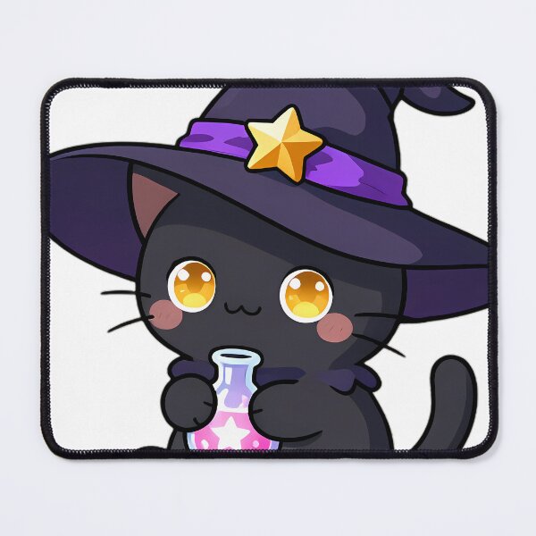 Item preview, Cute Black Cat Apprentice Witch with Glowing Star Potion designed and sold by pumsquare.