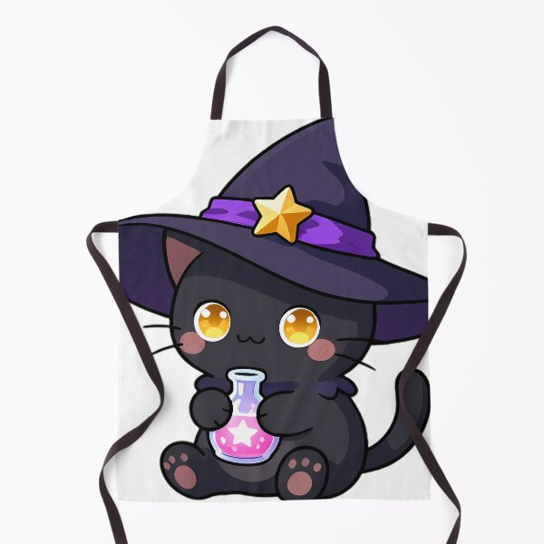 Item preview, Cute Black Cat Apprentice Witch with Glowing Star Potion designed and sold by pumsquare.