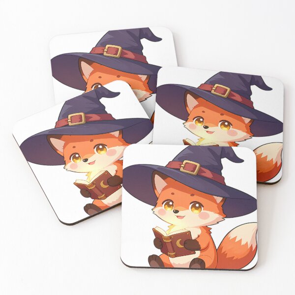 Item preview, Cute Red Fox Kit Apprentice Witch with Mini Spellbook designed and sold by pumsquare.