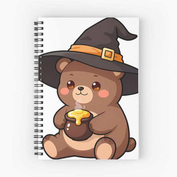 Item preview, Cute Bear Cub Apprentice Witch with Honey Potion Cauldron designed and sold by pumsquare.