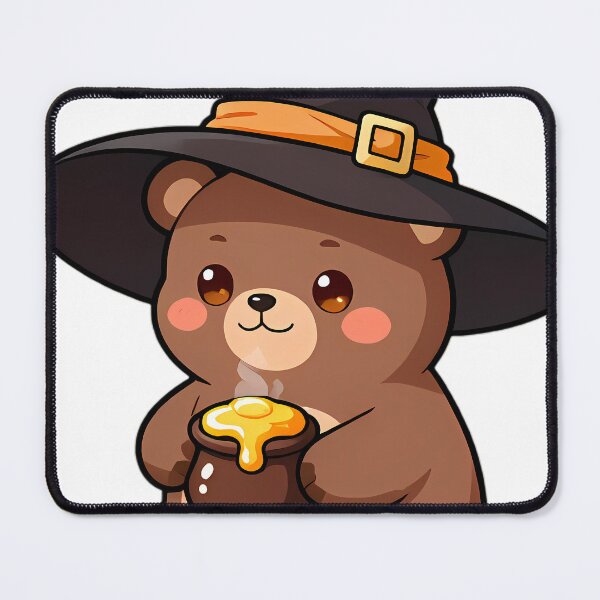 Item preview, Cute Bear Cub Apprentice Witch with Honey Potion Cauldron designed and sold by pumsquare.