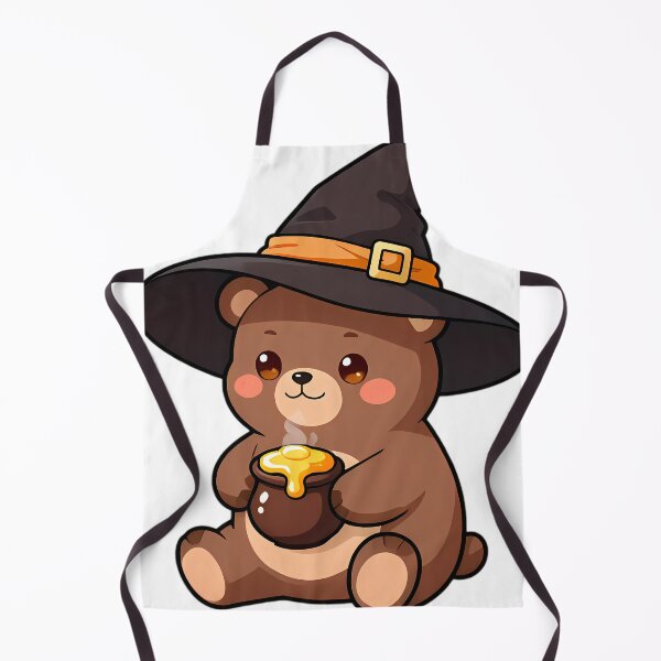 Item preview, Cute Bear Cub Apprentice Witch with Honey Potion Cauldron designed and sold by pumsquare.