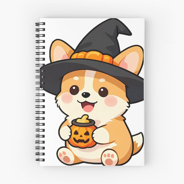 Item preview, Cute Corgi Puppy Apprentice Witch with Pumpkin Potion Cauldron designed and sold by pumsquare.