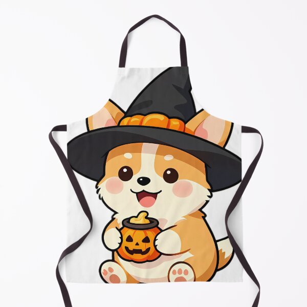 Item preview, Cute Corgi Puppy Apprentice Witch with Pumpkin Potion Cauldron designed and sold by pumsquare.