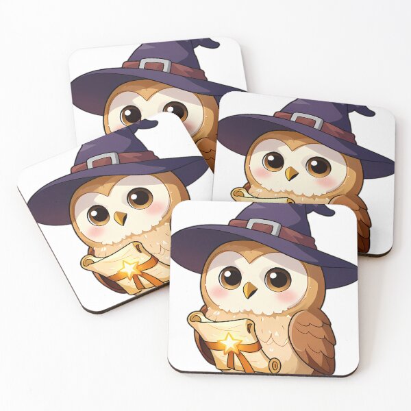 Item preview, Cute Barn Owl Apprentice Witch with Glowing Magic Scroll designed and sold by pumsquare.