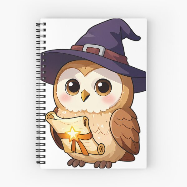 Item preview, Cute Barn Owl Apprentice Witch with Glowing Magic Scroll designed and sold by pumsquare.