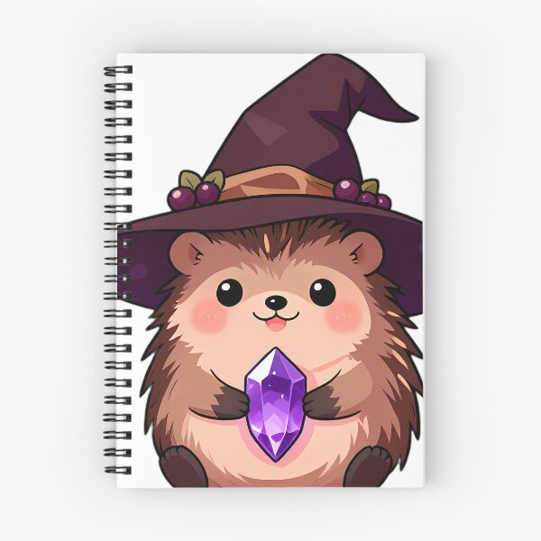 Item preview, Cute Baby Hedgehog Apprentice Witch with Amethyst Crystal designed and sold by pumsquare.