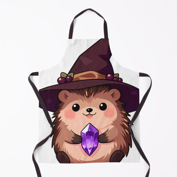 Item preview, Cute Baby Hedgehog Apprentice Witch with Amethyst Crystal designed and sold by pumsquare.