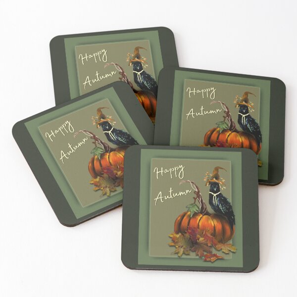 Item preview, Happy Autumn Raven – Witchy Pumpkin & Fall Leaves Art designed and sold by ArtistsAtticWI.