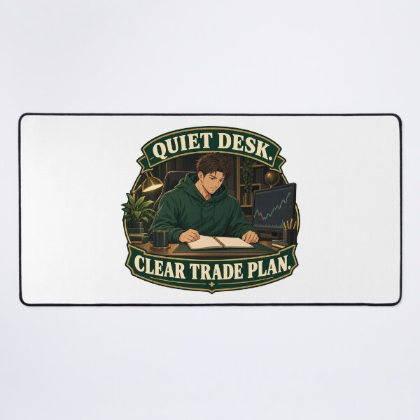 Item preview, Quiet Desk Clear Trade Plan Anime Trader Print designed and sold by Bikivuno.