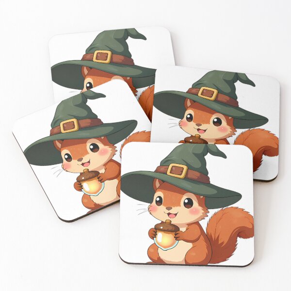 Item preview, Cute Red Squirrel Apprentice Witch with Golden Acorn Potion designed and sold by pumsquare.