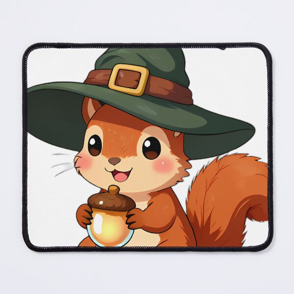 Item preview, Cute Red Squirrel Apprentice Witch with Golden Acorn Potion designed and sold by pumsquare.