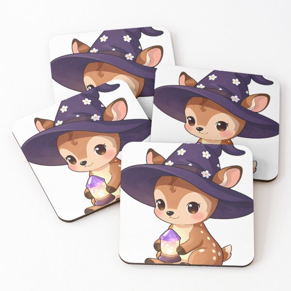 Item preview, Cute Baby Fawn Apprentice Witch with Rose Quartz Lantern designed and sold by pumsquare.