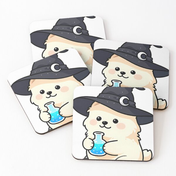 Item preview, Cute Samoyed Puppy Apprentice Witch with Celestial Flask designed and sold by pumsquare.