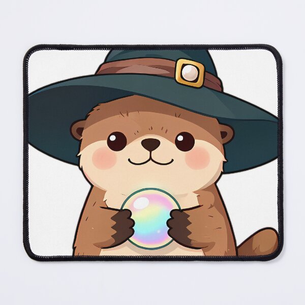 Item preview, Cute Sea Otter Apprentice Witch with Iridescent Pearl Sphere designed and sold by pumsquare.