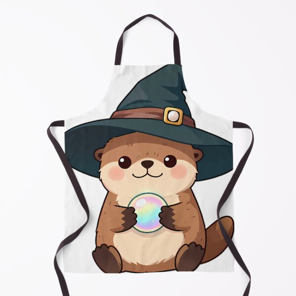 Item preview, Cute Sea Otter Apprentice Witch with Iridescent Pearl Sphere designed and sold by pumsquare.