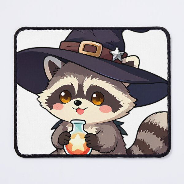 Item preview, Cute Baby Raccoon Apprentice Witch with Glowing Star Flask designed and sold by pumsquare.