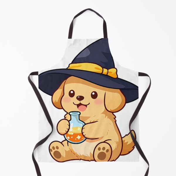 Item preview, Cute Golden Retriever Puppy Apprentice Witch with Star Potion Flask designed and sold by pumsquare.