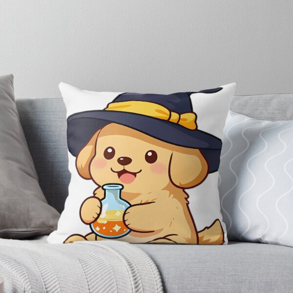 Item preview, Cute Golden Retriever Puppy Apprentice Witch with Star Potion Flask designed and sold by pumsquare.