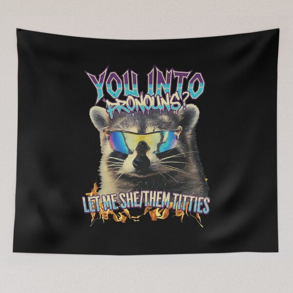 Item preview, Raccoon Pronouns She Them Fire Shades designed and sold by ETHMCLEISTER.